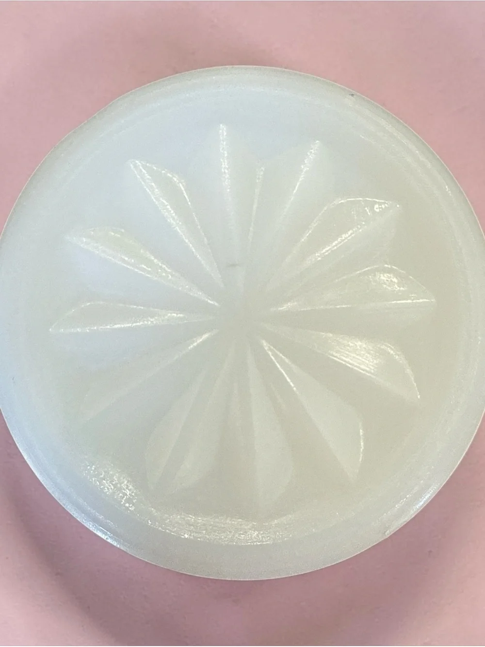 Vintage Hazel Atlas Milk Glass Starburst Vase MCM Scalloped Rim 5.75”